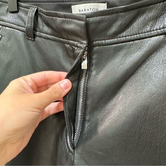 Babaton Straight Leg Faux Leather Black Pants sz 6 - Picture 3 of 6
